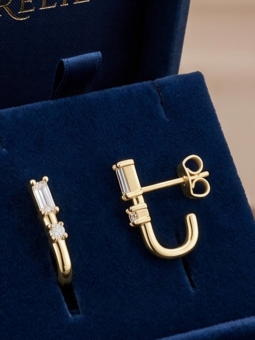 Gold Hook Zirconia Earrings